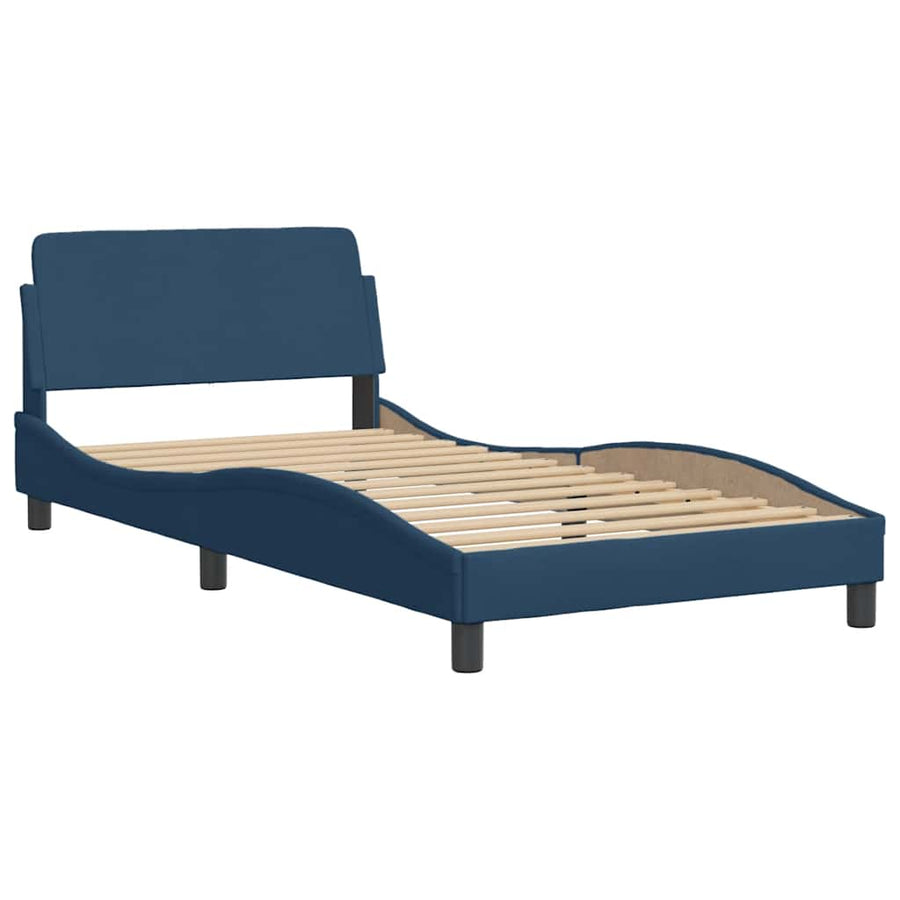 Bedframe zonder matras 100x200 cm stof blauw