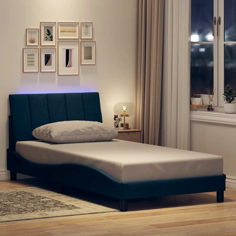 Bedframe zonder matras 100x200 cm stof blauw