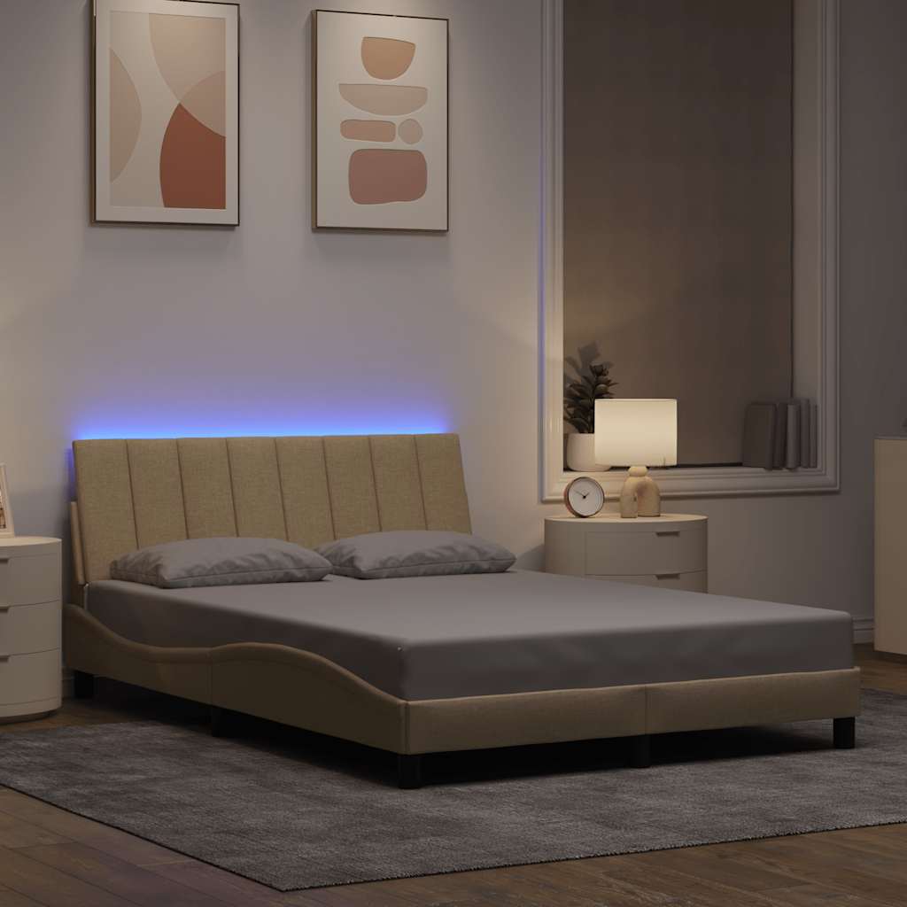 Bedframe zonder matras "Hanko" 120x200 cm stof crèmekleurig