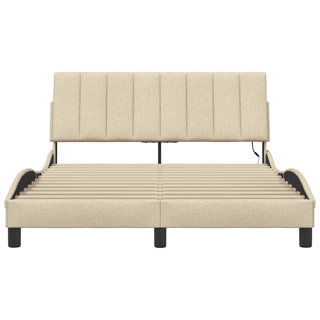 Bedframe zonder matras "Hanko" 120x200 cm stof crèmekleurig