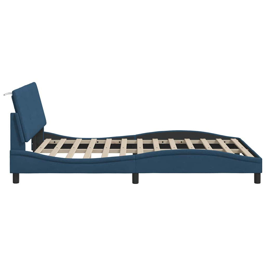 Bedframe zonder matras "Hanko" 120x200 cm stof blauw