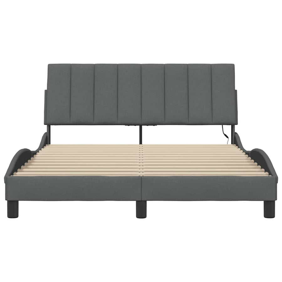 Bedframe zonder matras stof donkergrijs 140x190 cm