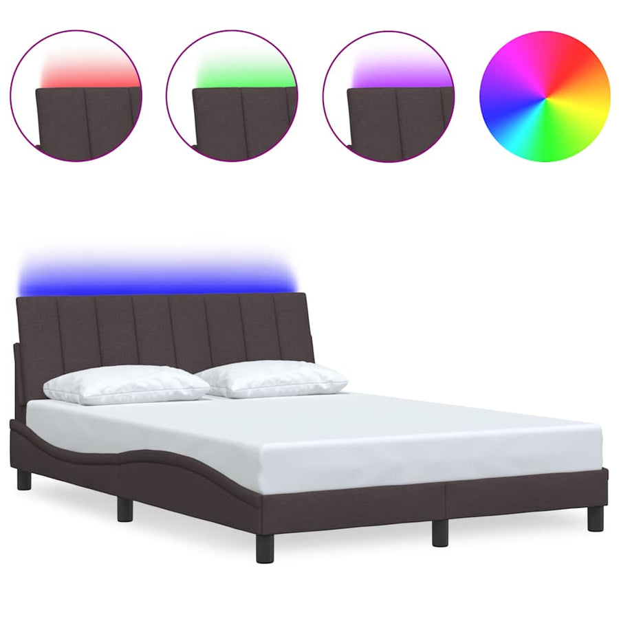 Bedframe zonder matras "Hanko" stof donkerbruin 140x190 cm