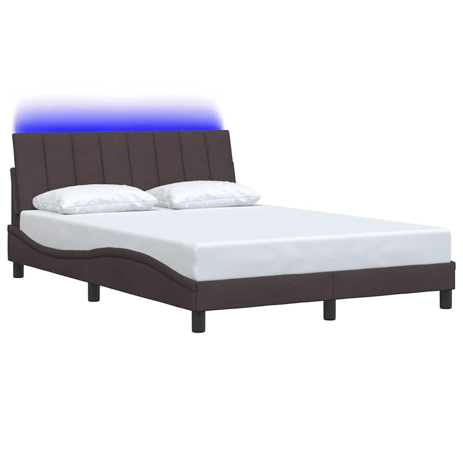 Bedframe zonder matras "Hanko" stof donkerbruin 140x190 cm