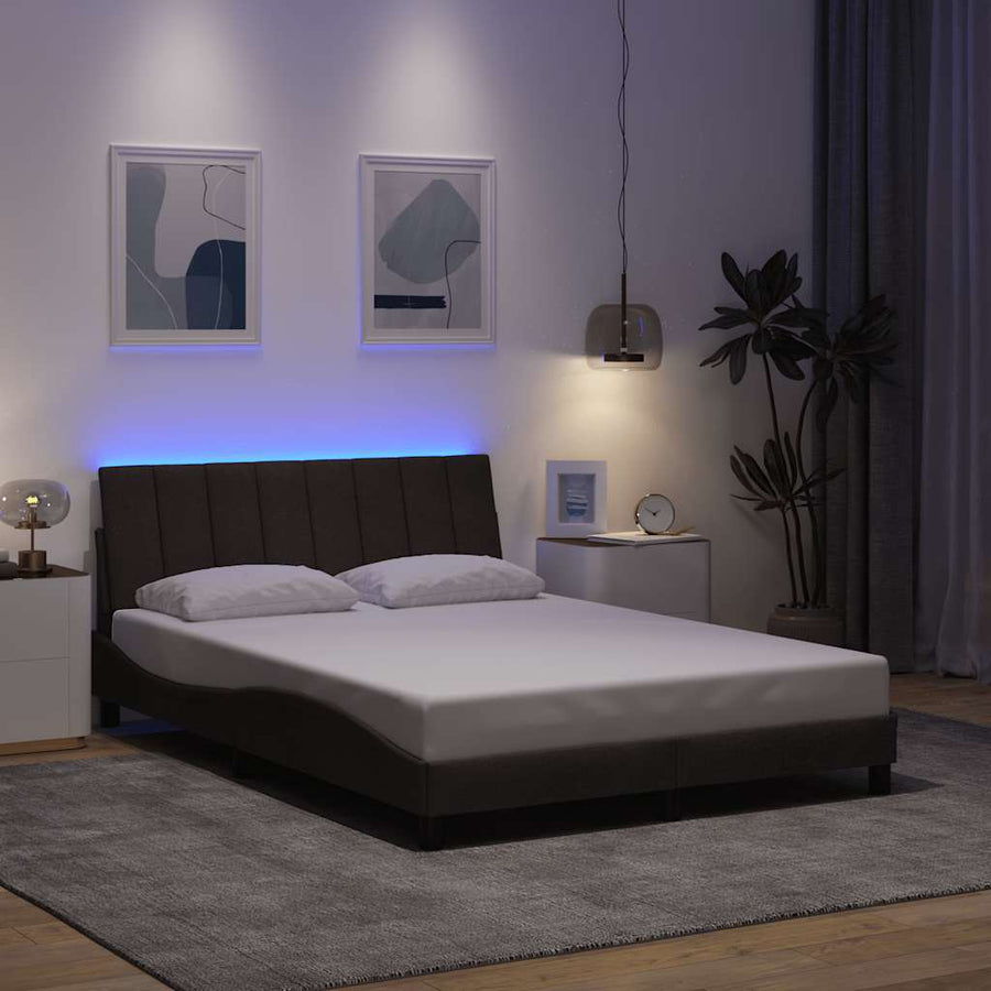 Bedframe zonder matras "Hanko" stof donkerbruin 140x190 cm