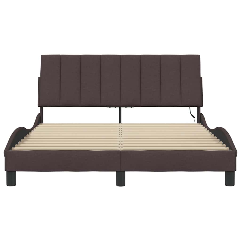 Bedframe zonder matras "Hanko" stof donkerbruin 140x190 cm