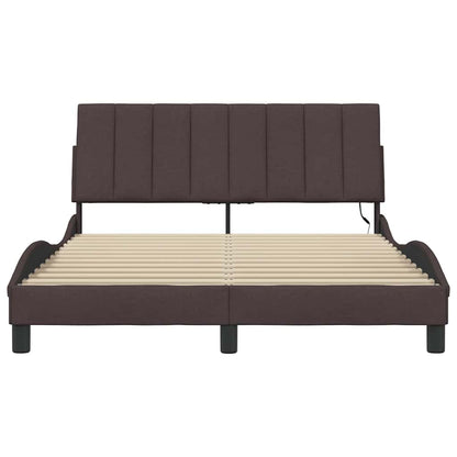 Bedframe zonder matras "Hanko" stof donkerbruin 140x190 cm