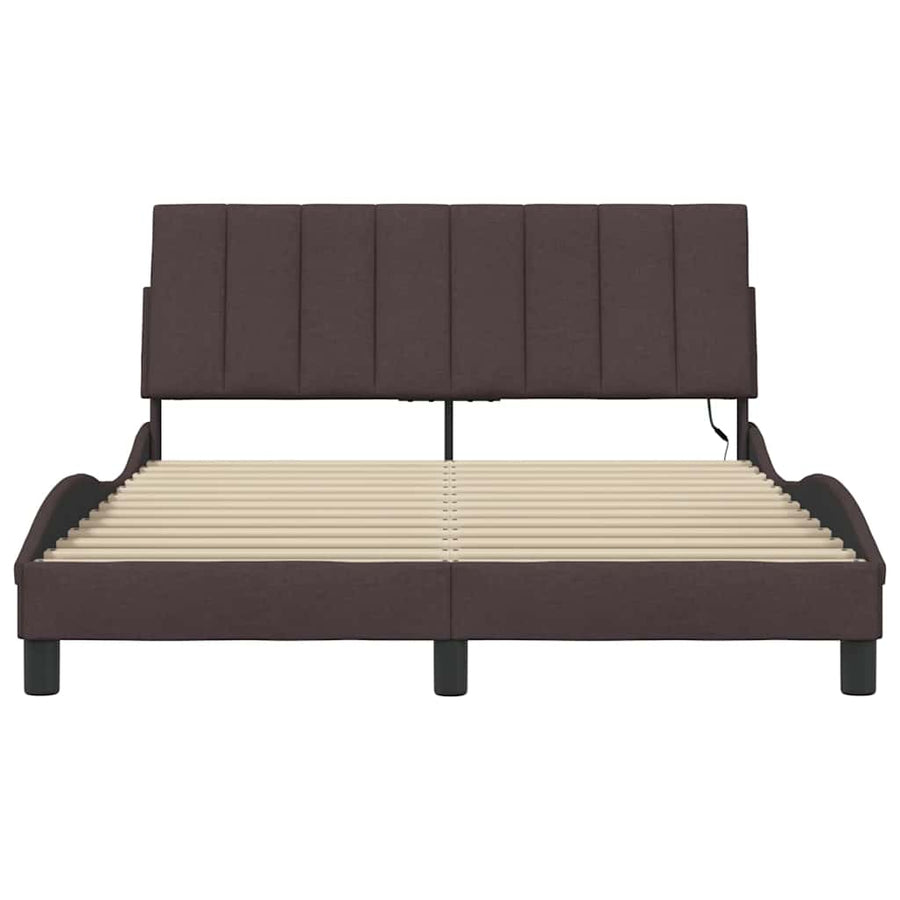Bedframe zonder matras "Hanko" stof donkerbruin 140x190 cm