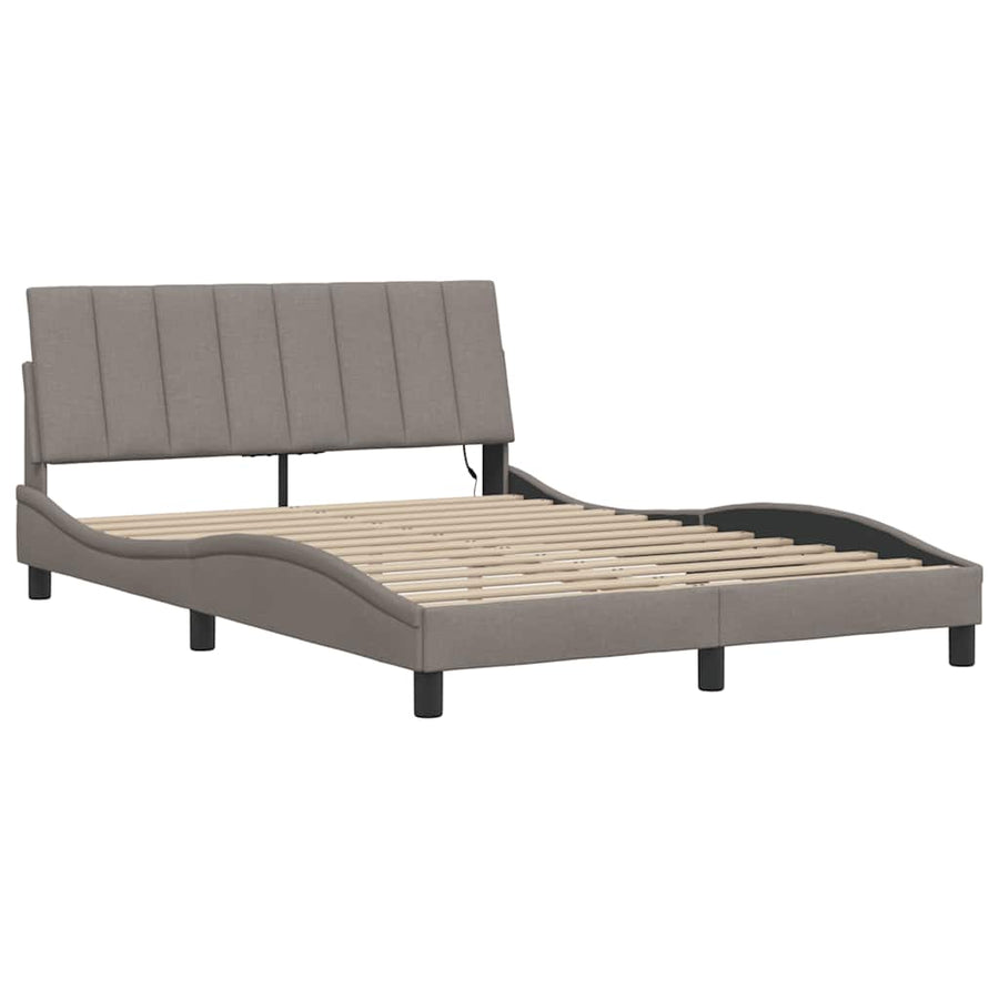 Bedframe Zonder Matras Stof 140 x 190 cm Taupe