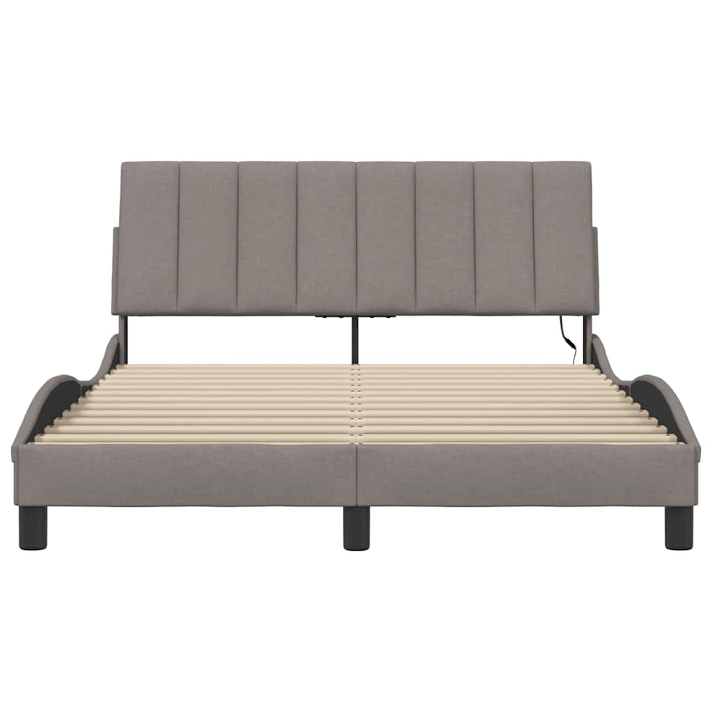Bedframe Zonder Matras Stof 140 x 190 cm Taupe