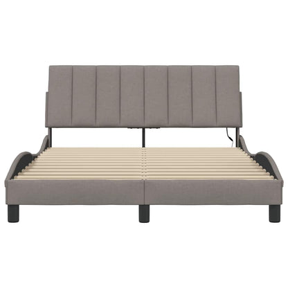Bedframe Zonder Matras Stof 140 x 190 cm Taupe