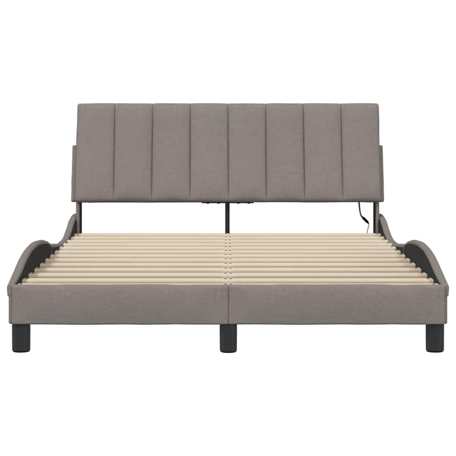 Bedframe Zonder Matras Stof 140 x 190 cm Taupe