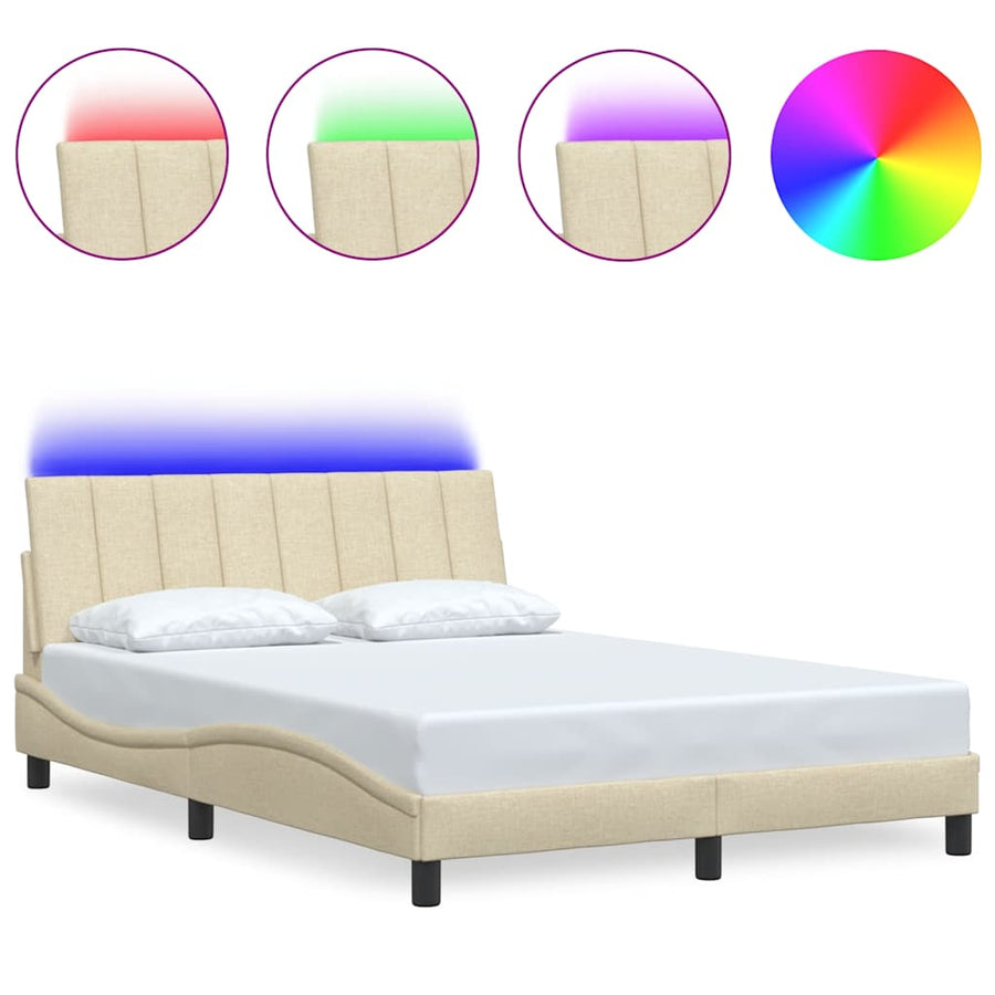 Bedframe zonder matras "Hanko" stof crèmekleurig 140x190 cm
