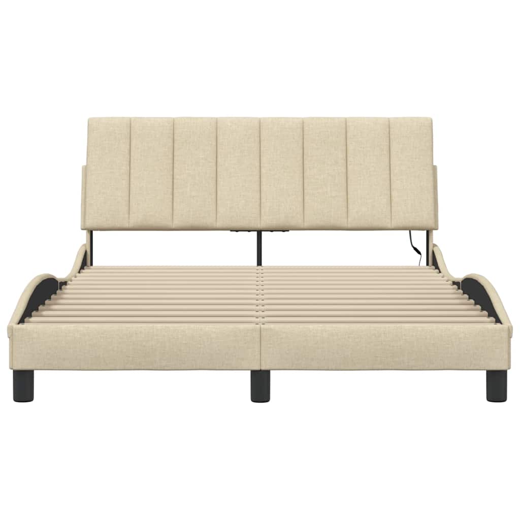 Bedframe zonder matras "Hanko" stof crèmekleurig 140x190 cm