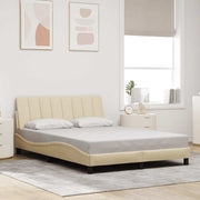 Bedframe stof crème 140x190 cm met LED