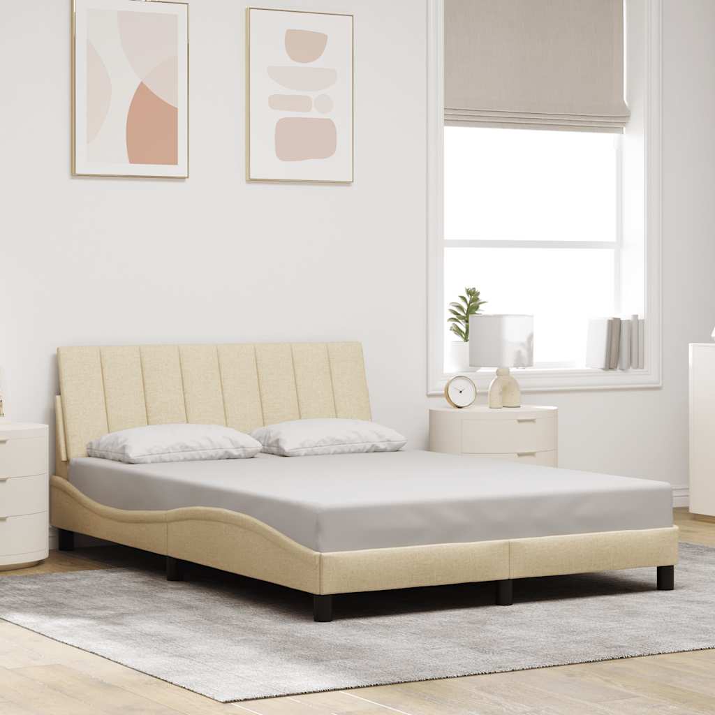 Bedframe zonder matras "Hanko" stof crèmekleurig 140x190 cm