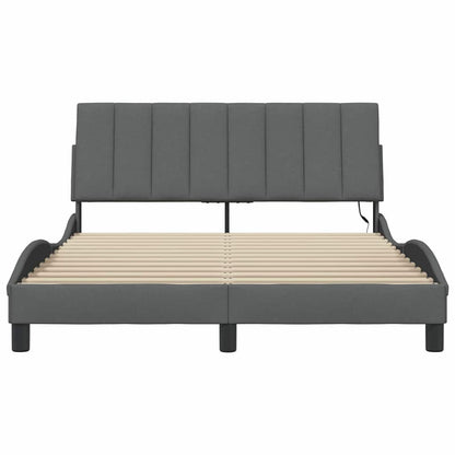 Bedframe zonder matras stof donkergrijs 140x200 cm