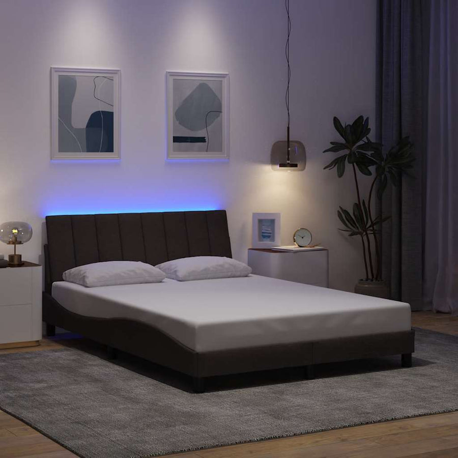 Bedframe zonder matras "Hanko" stof donkerbruin 140x200 cm