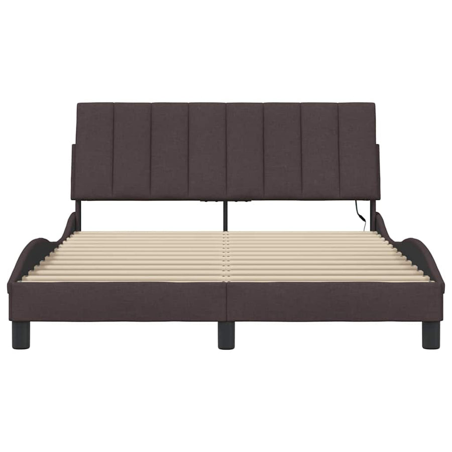 Bedframe zonder matras "Hanko" stof donkerbruin 140x200 cm