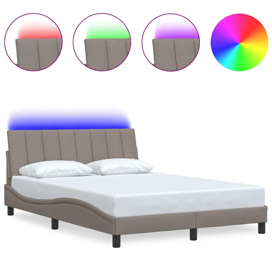 Bedframe Zonder Matras Stof 140 x 200 cm Taupe