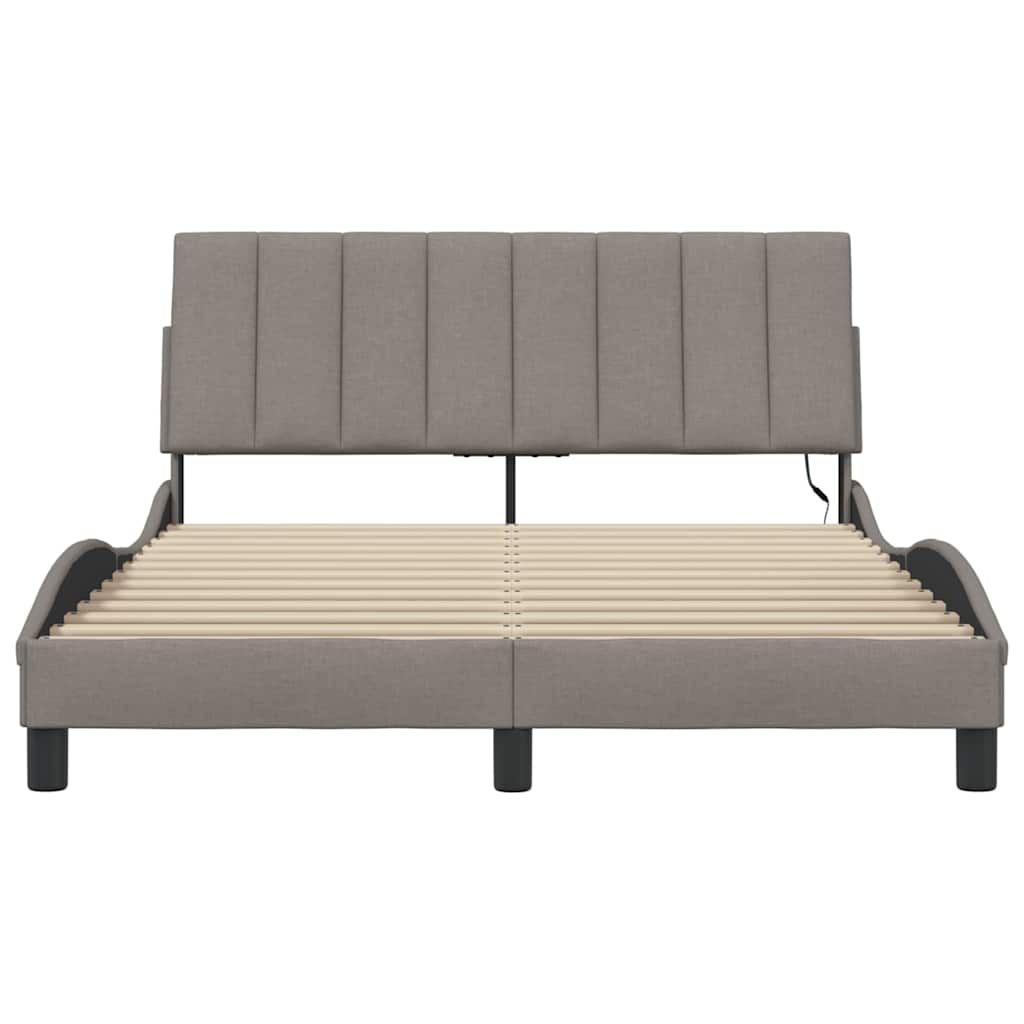 Bedframe Zonder Matras Stof 140 x 200 cm Taupe