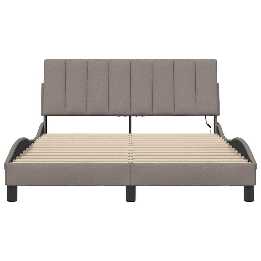 Bedframe Zonder Matras Stof 140 x 200 cm Taupe