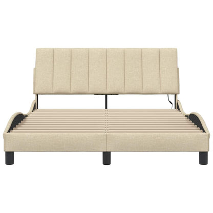 Bedframe zonder matras "Hanko" stof crèmekleurig 140x200 cm