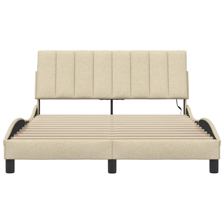 Bedframe zonder matras "Hanko" stof crèmekleurig 140x200 cm