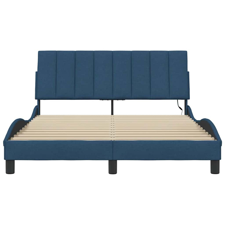 Bedframe Zonder Matras Stof 140 x 200 cm Blauw