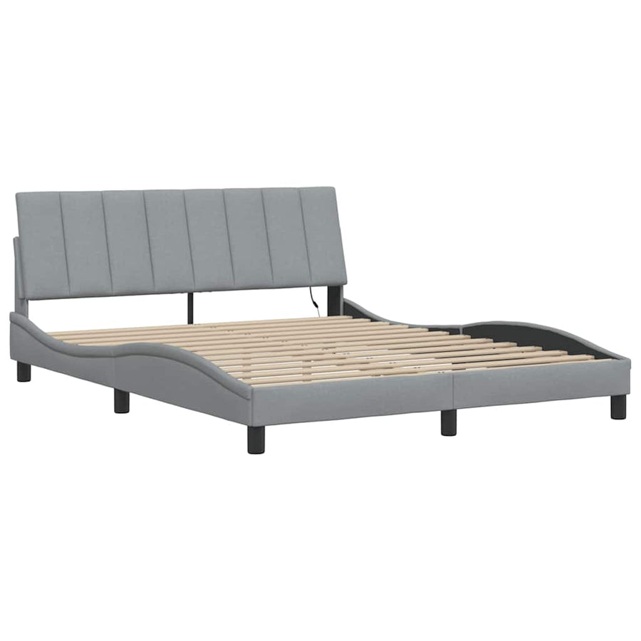 Bedframe zonder matras stof lichtgrijs 160x200 cm