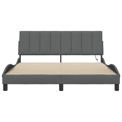 Bedframe zonder matras stof donkergrijs 160x200 cm