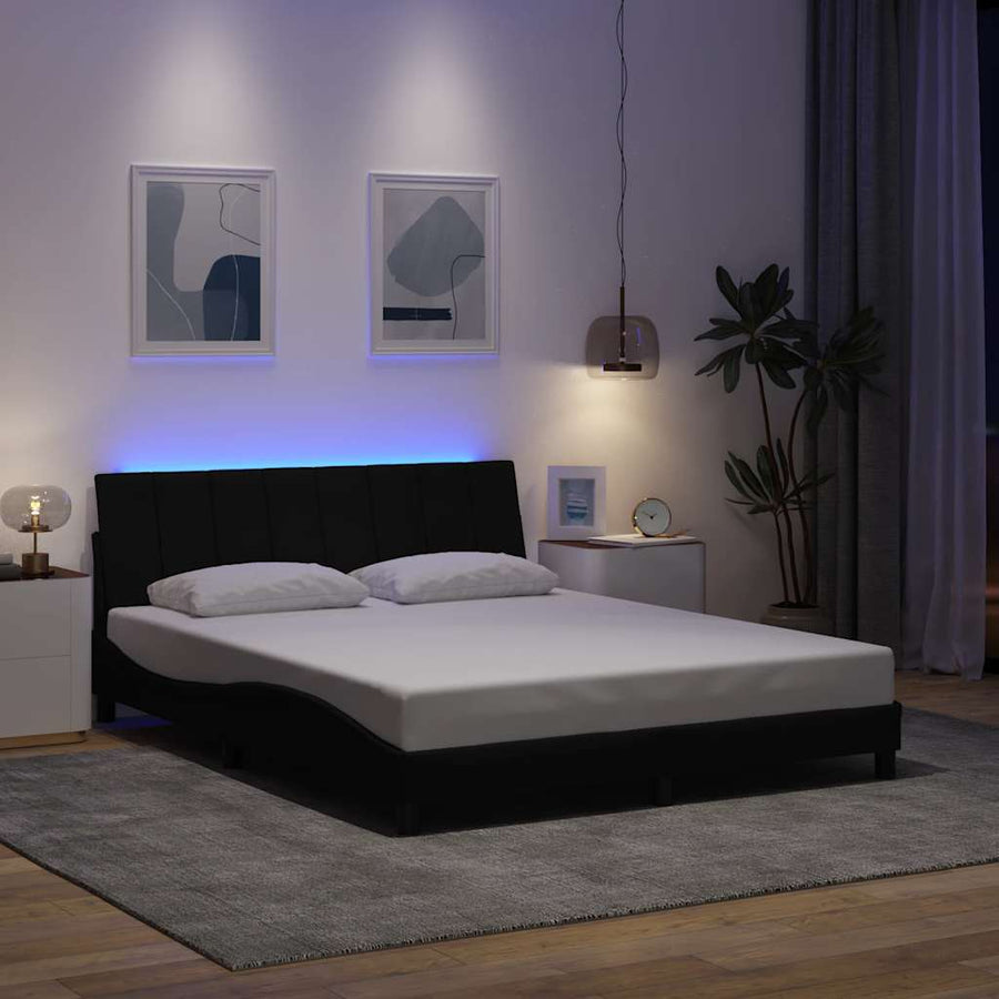 Bedframe Zonder Matras Stof 160 x 200 cm Zwart