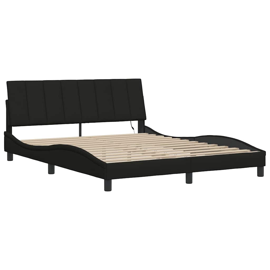 Bedframe Zonder Matras Stof 160 x 200 cm Zwart