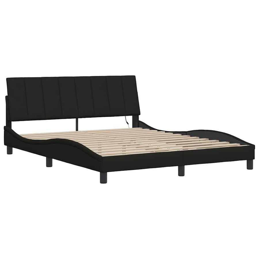 Bedframe Zonder Matras Stof 160 x 200 cm Zwart