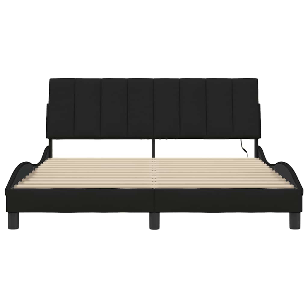 Bedframe Zonder Matras Stof 160 x 200 cm Zwart