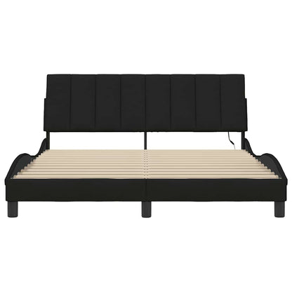 Bedframe Zonder Matras Stof 160 x 200 cm Zwart