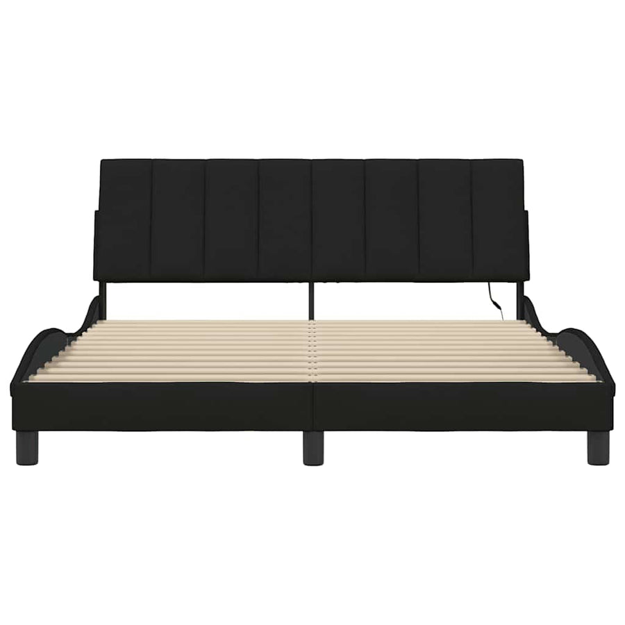 Bedframe Zonder Matras Stof 160 x 200 cm Zwart