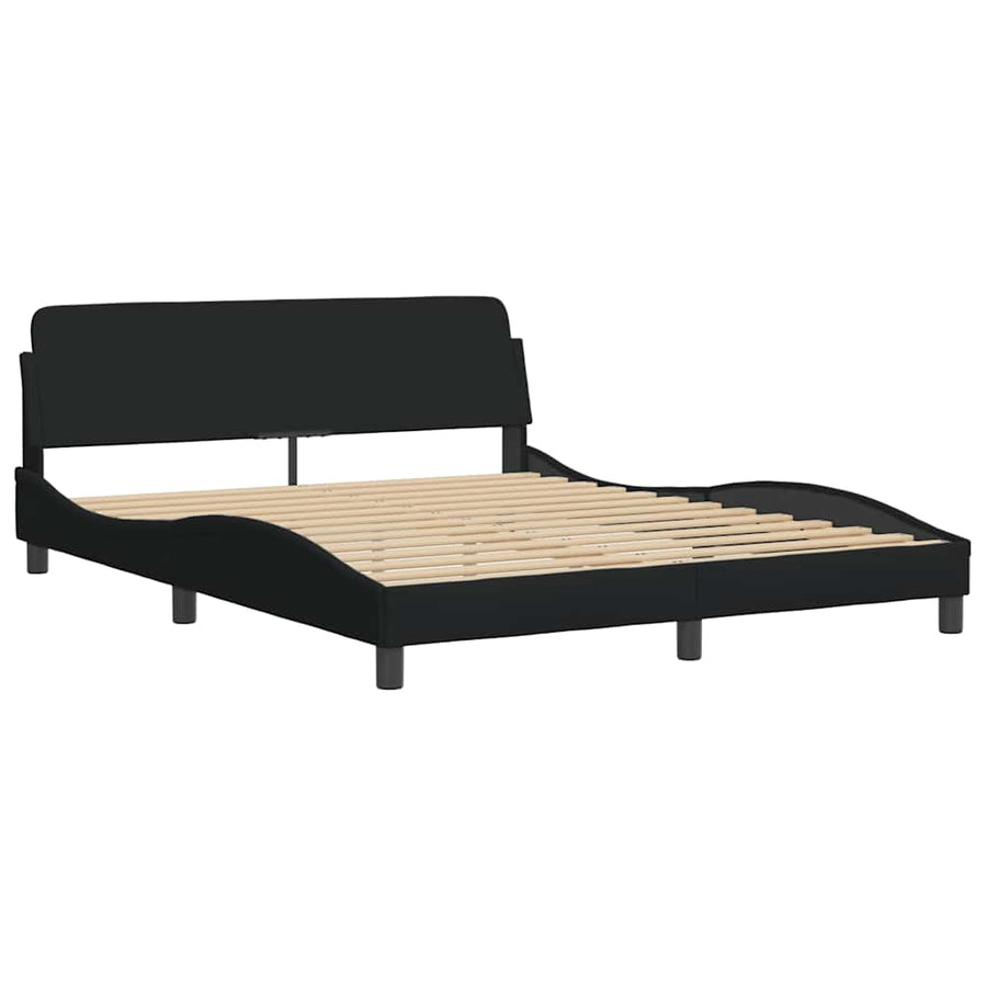 Bedframe Zonder Matras Stof 160 x 200 cm Zwart