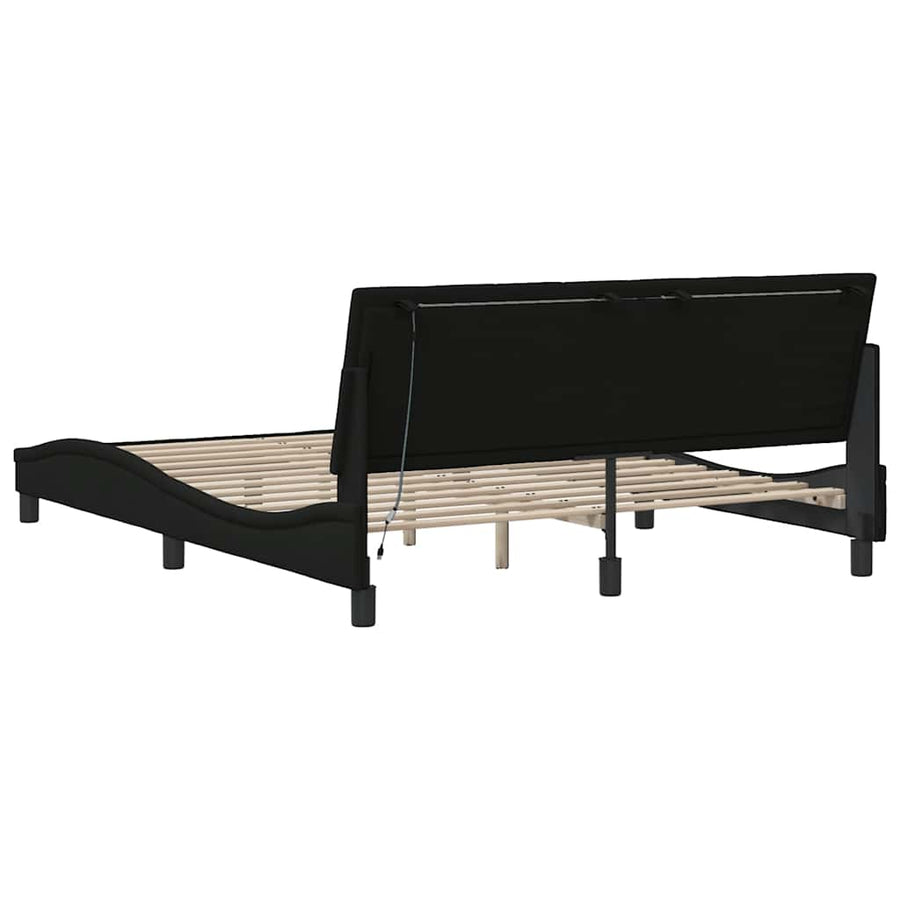 Bedframe Zonder Matras Stof 160 x 200 cm Zwart