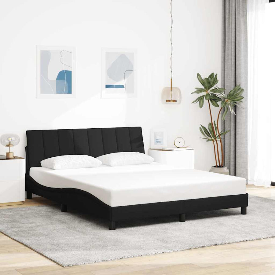 Bedframe Zonder Matras Stof 160 x 200 cm Zwart