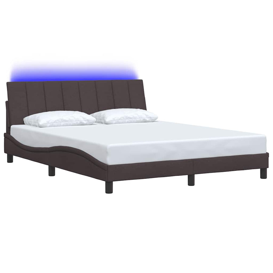 Bedframe Zonder Matras Stof 160 x 200 cm Donkerbruin