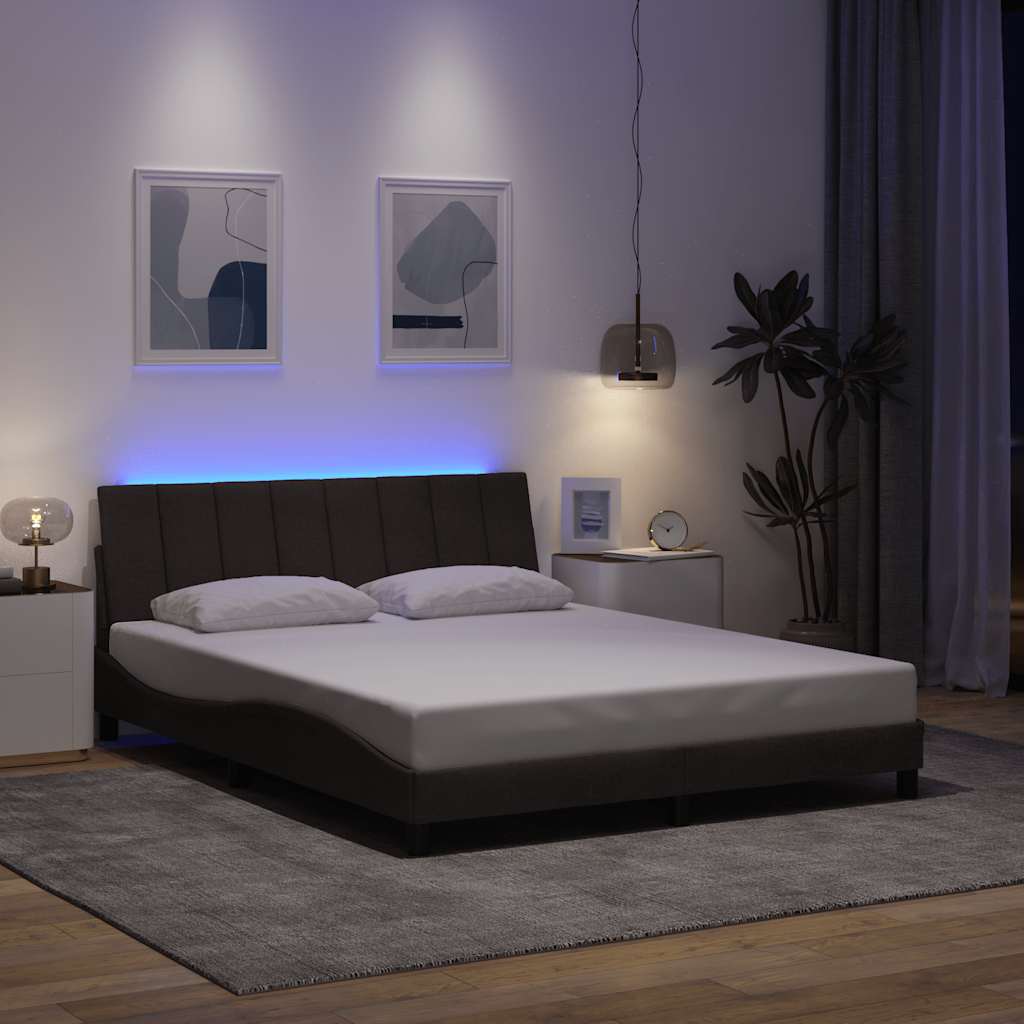 Bedframe Zonder Matras Stof 160 x 200 cm Donkerbruin