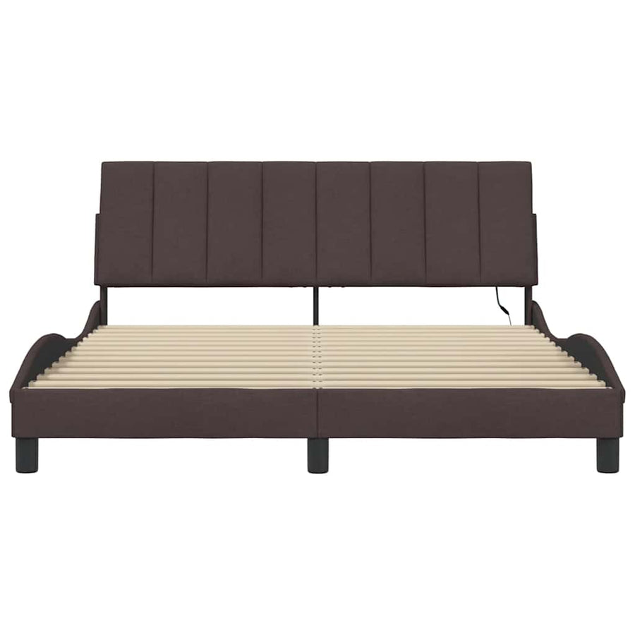 Bedframe Zonder Matras Stof 160 x 200 cm Donkerbruin