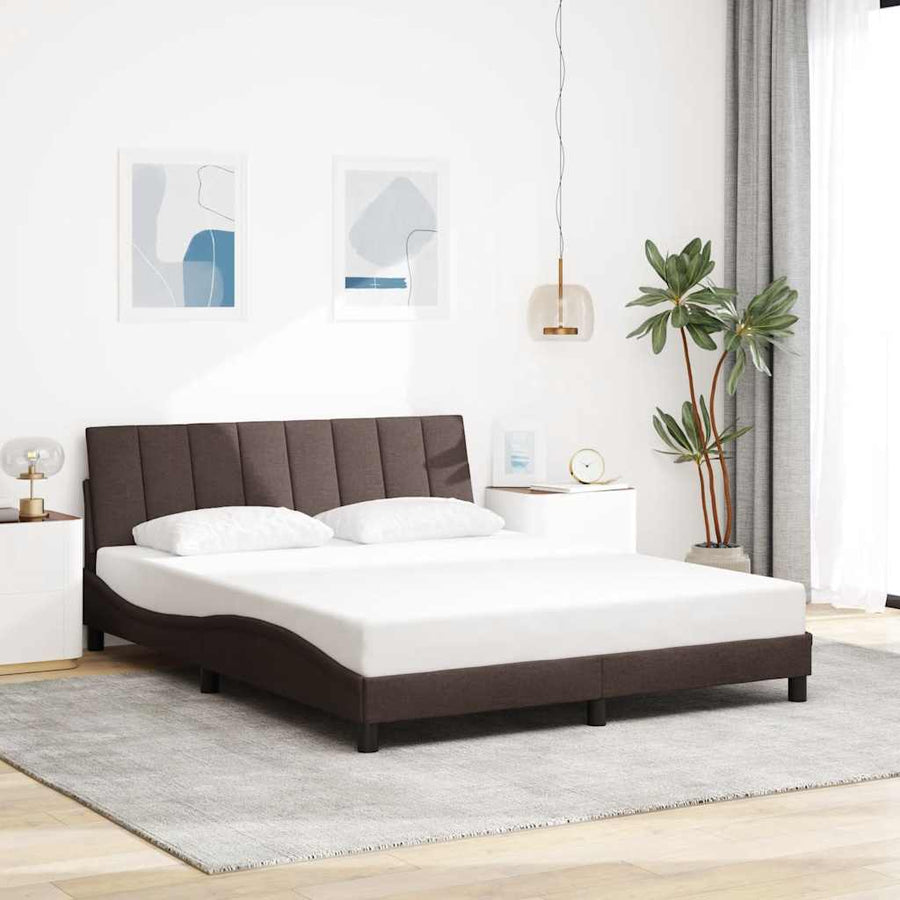 Bedframe Zonder Matras Stof 160 x 200 cm Donkerbruin