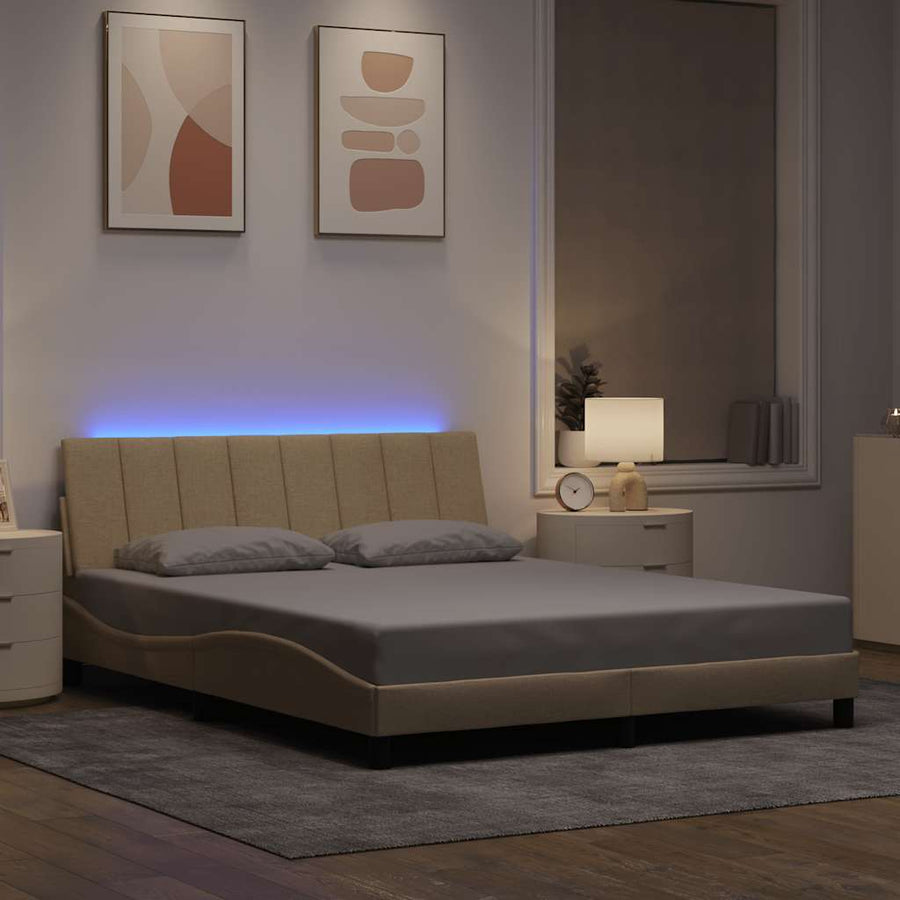 Bedframe zonder matras "Hanko" stof crèmekleurig 160x200 cm