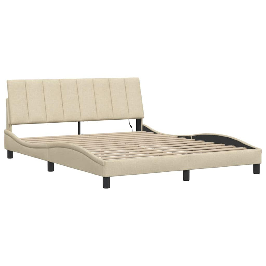 Bedframe zonder matras "Hanko" stof crèmekleurig 160x200 cm