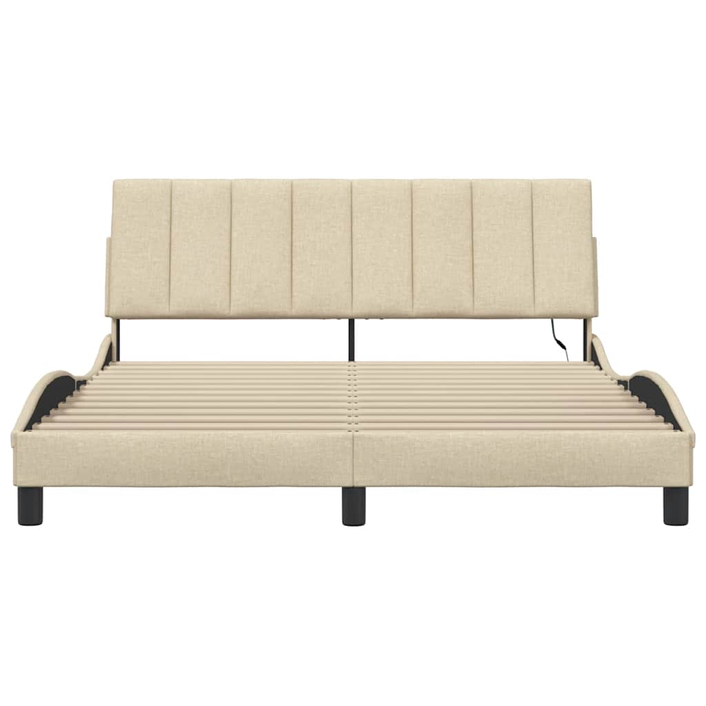 Bedframe zonder matras "Hanko" stof crèmekleurig 160x200 cm