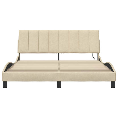 Bedframe zonder matras "Hanko" stof crèmekleurig 160x200 cm