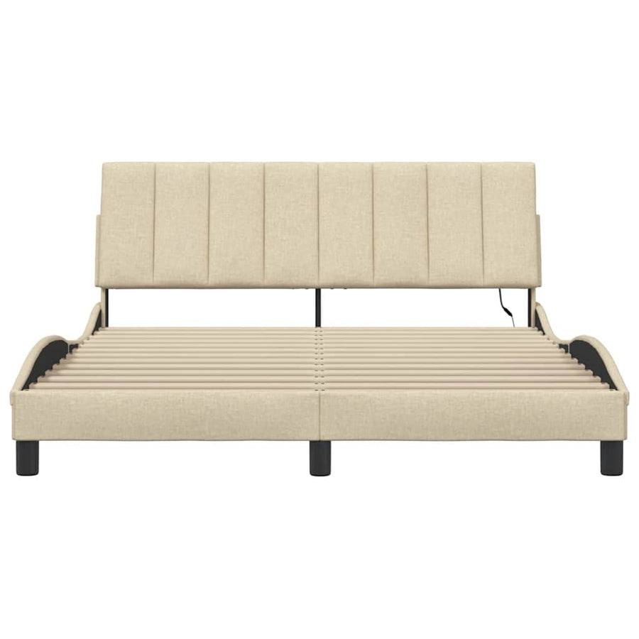 Bedframe zonder matras "Hanko" stof crèmekleurig 160x200 cm
