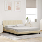 Bedframe 160x200 cm stof crèmekleurig